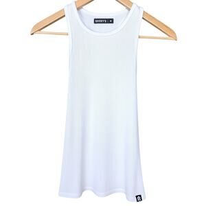 Barry's Women's Medium White Ribbed Modal Spandex Stretch Tank Top Workout Gym